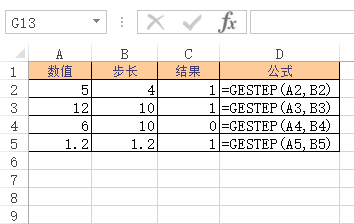 GESTEP 函数