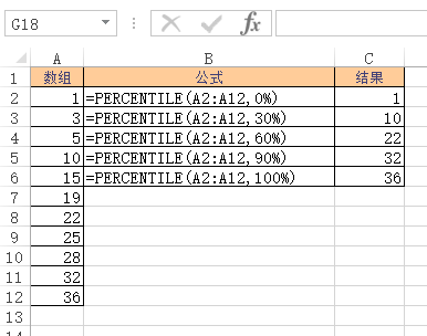 PERCENTILE 函数