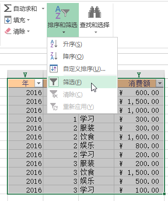 Excel 中排序和筛选数据