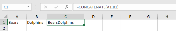 在Excel中的CONCATENATE函数