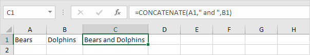 具有三个参数的CONCATENATE函数