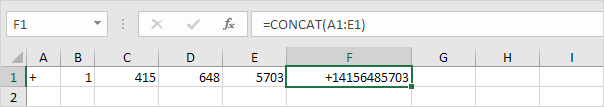 Excel中的CONCAT函数