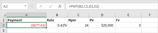 Excel中的PMT功能