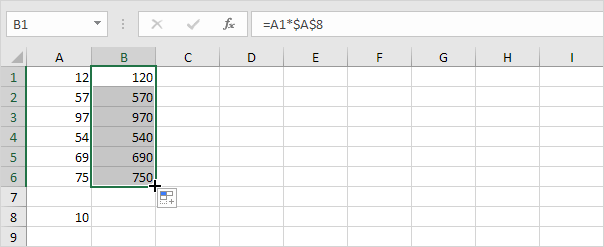 将一列数字乘以一个常数