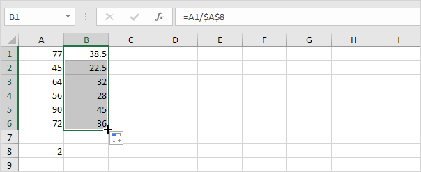 用一列数字除以一个常数