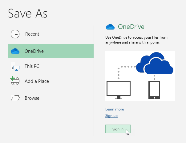 登录到OneDrive