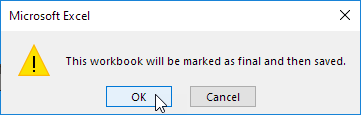 工作簿将被标记为最终并保存