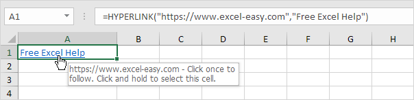 Excel中的HYPERLINK函数