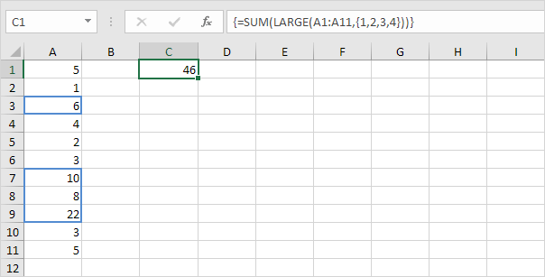 在Excel中求和最大数字