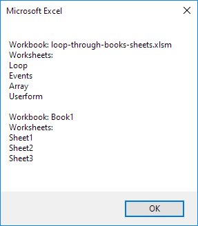 在Excel VBA中循环浏览书籍和表格