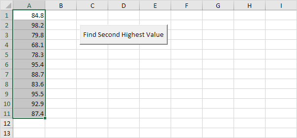 在Excel VBA中查找第二高价值