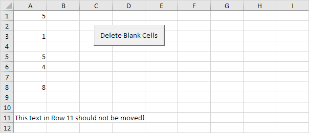 在Excel VBA中删除空白单元格