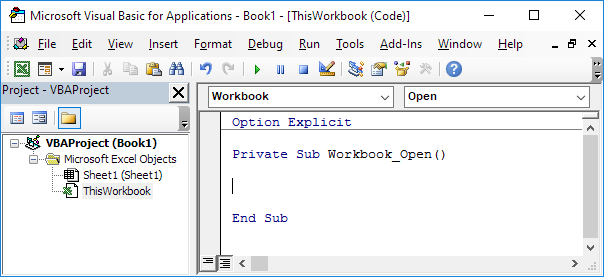 Excel VBA中的工作簿打开事件