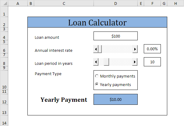 Excel VBA中的贷款计算器