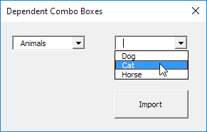 Excel VBA中的从属组合框