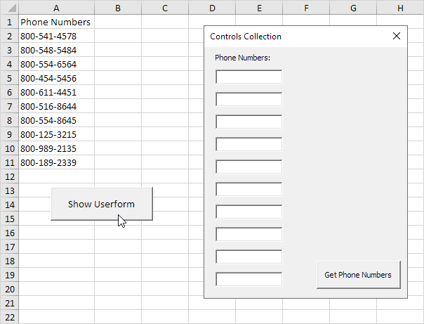 Excel VBA中的控件集合