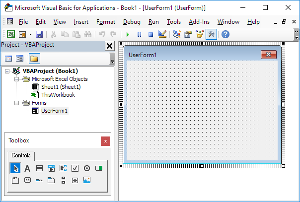 Excel VBA中的用户窗体屏幕设置