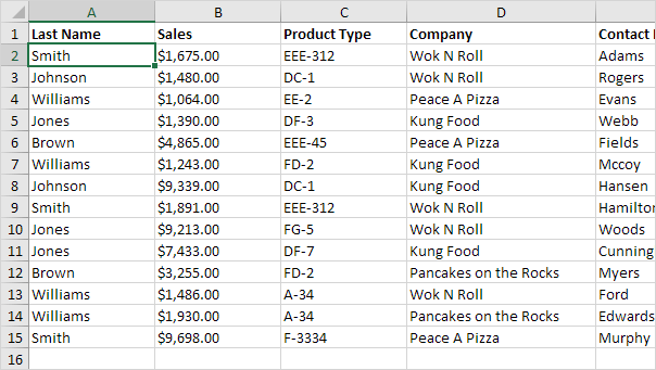 数据表格示例