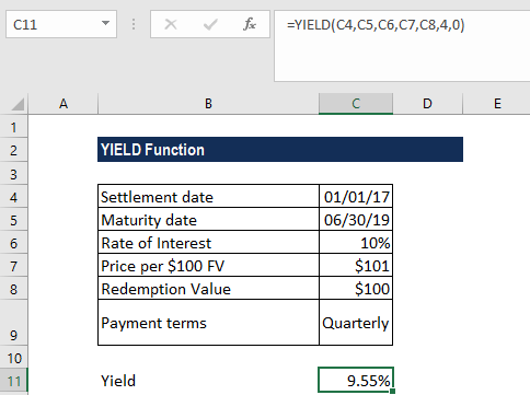 YIELD函数-示例