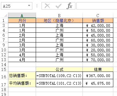 SUBTOTAL 函数