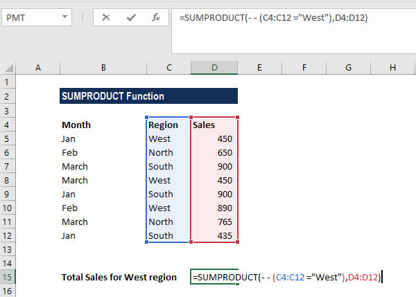 SUMPRODUCT函数-示例1