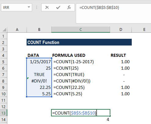 COUNT函数-示例1a