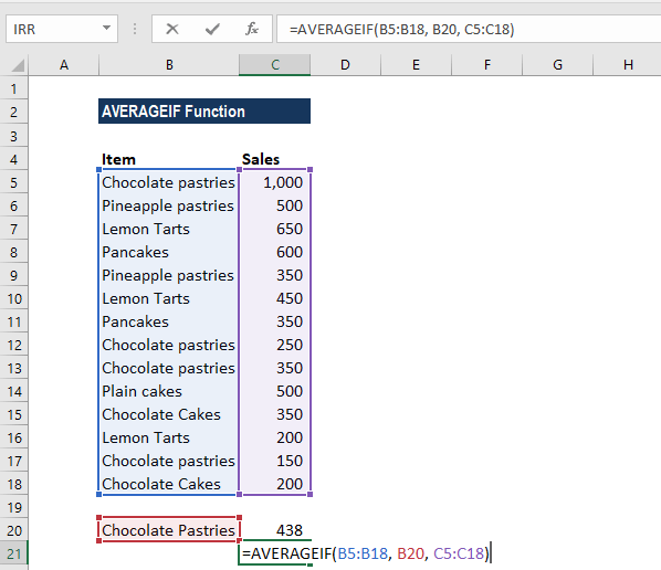 AVERAGEIF函数-示例1b