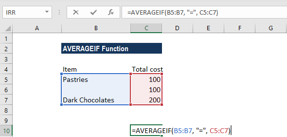 AVERAGEIF函数-示例3a