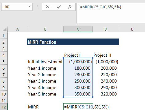 MIRR功能-示例1a