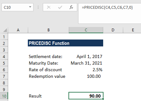 PRICEDISC函数-示例