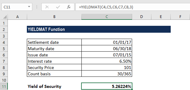 YIELDMAT函数-示例