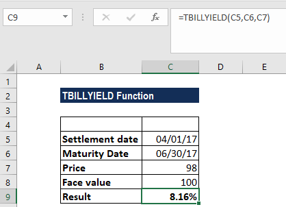 TBILLYIELD函数-示例