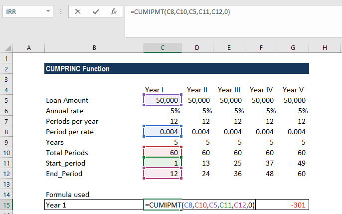 CUMPRINC函数-示例1b