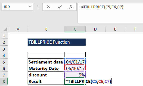 TBILLPRICE函数