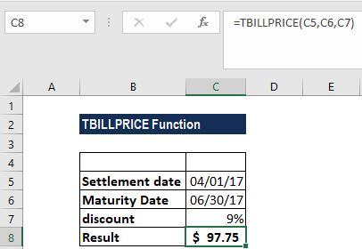 TBILLPRICE函数-示例