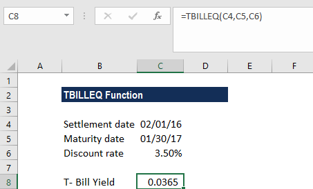 TBILLEQ函数-示例1a
