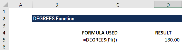 DEGREES函数-示例