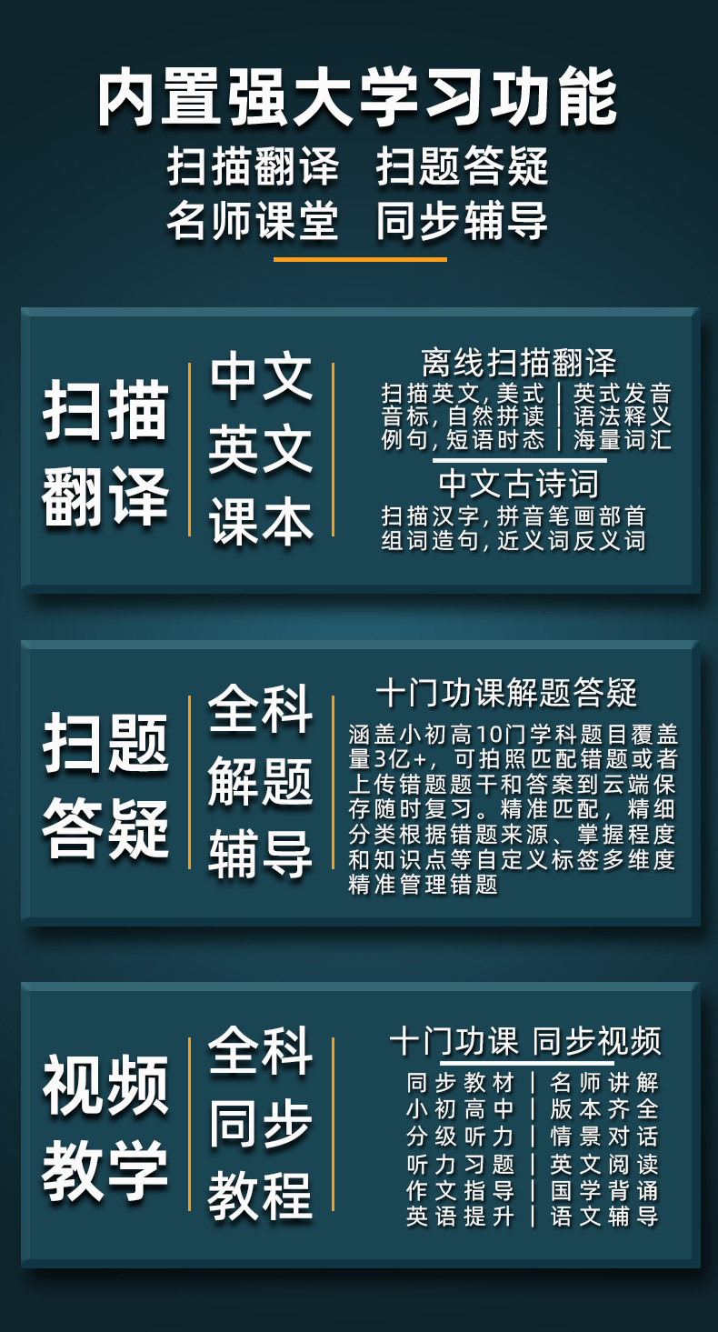 小兔AI学习笔大屏离线扫描点读笔 英语学习翻译 词典笔 全科学习笔-2