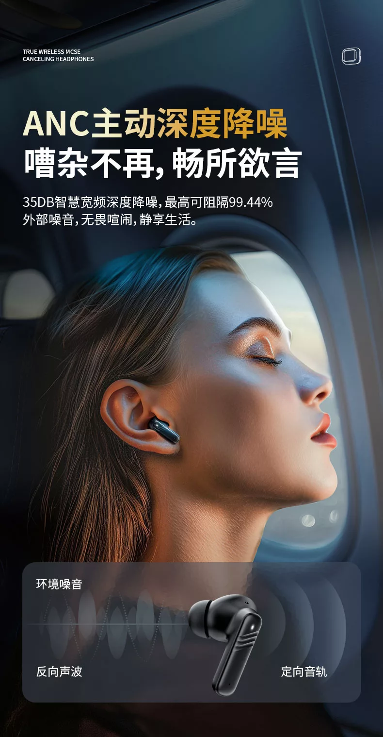 小兔ai蓝牙耳机运动屏显主动降噪长续航高音质多功能耳机