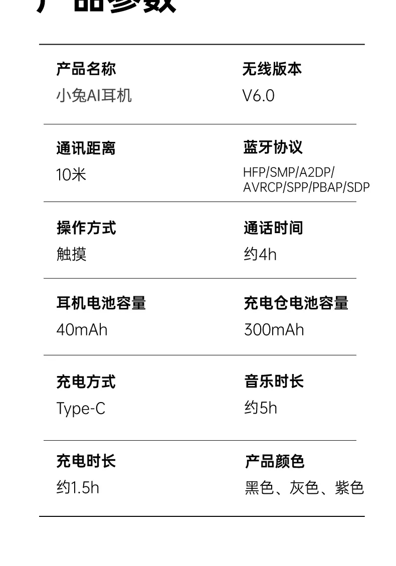 小兔ai耳机x18s蓝牙6.0挂耳式ai翻译智能耳机